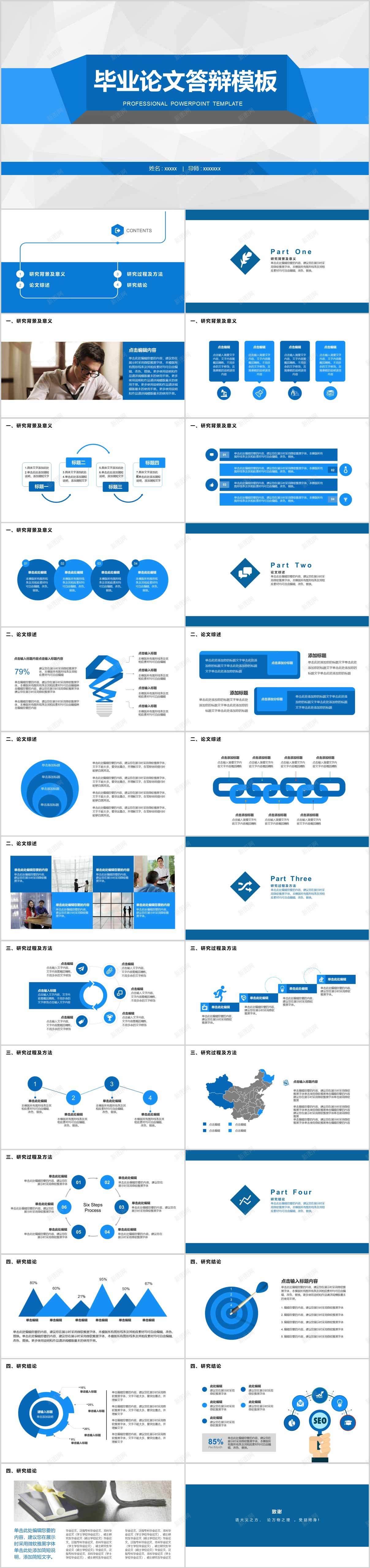 蓝色简约毕业论文答辩模板PPT模板_新图网 https://ixintu.com 模板 毕业论文 答辩 简约 蓝色
