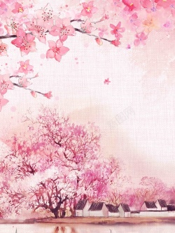 赏花活动三生三世十里桃花海报背景模板高清图片