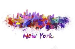 纽约标志纽约水彩插画高清图片