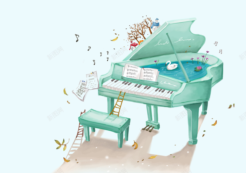 钢琴音乐会海报背景psd设计背景_新图网 https://ixintu.com 卡通 小清新 文艺 简约 钢琴