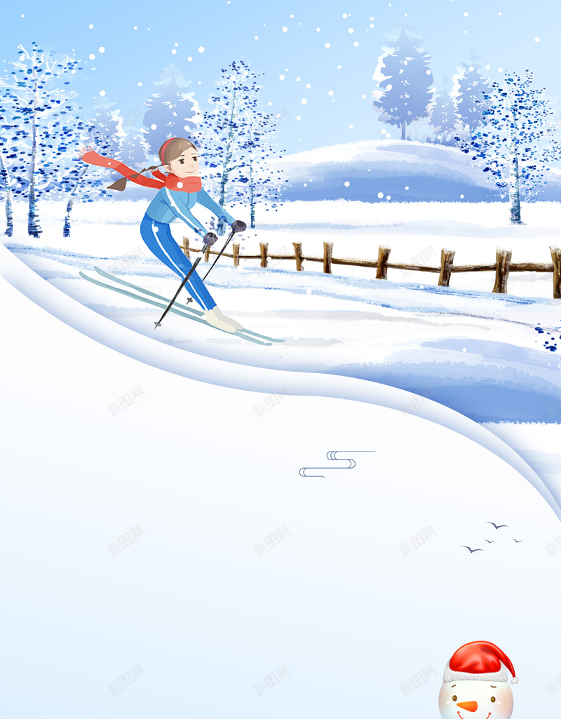 立冬节气滑雪场滑雪背景图psd设计背景_新图网 https://ixintu.com 冬至 卡通人物 滑雪元素 立冬 节气 雪人 雪地