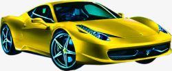 黄色跑车透视图黄色跑车欧式花纹高清图片