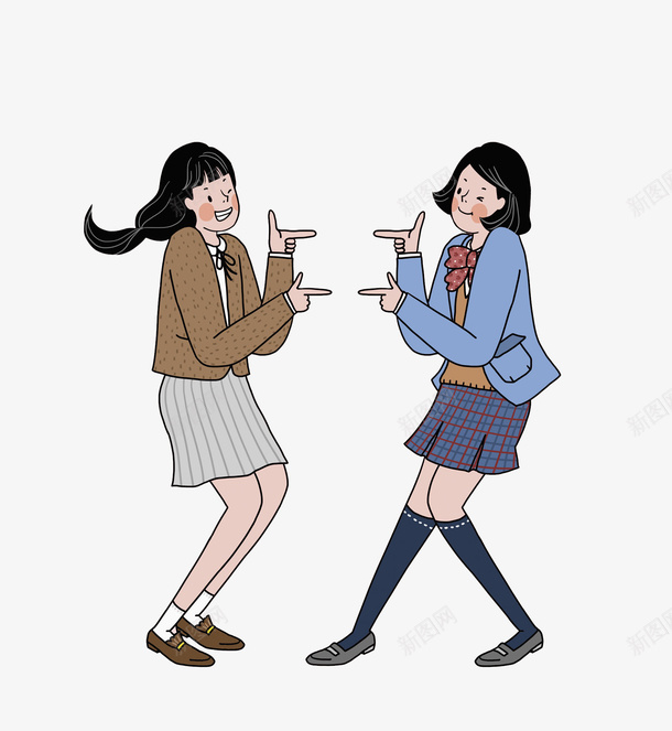 手绘个性动作的女孩png免抠素材_新图网 https://ixintu.com 个性 创意 卡通 唯美 学生 插画 校服 通用