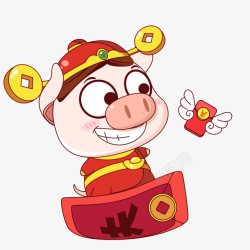猪宝宝恭喜发财免抠漫画猪装饰背景高清图片