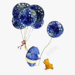 蓝色星空气球素材