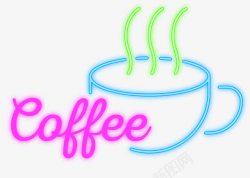 咖啡发光霓虹灯标牌咖啡装饰线条高清图片