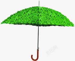 日用品雨伞绿色绿色树叶合成雨伞高清图片