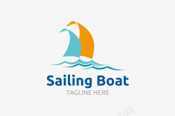 海浪帆船帆船的可爱logo矢量图图标高清图片