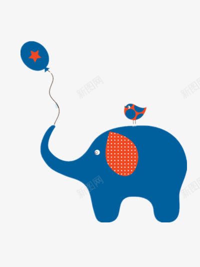 吹气球的小象png免抠素材_新图网 https://ixintu.com 动物 卡通 蓝色