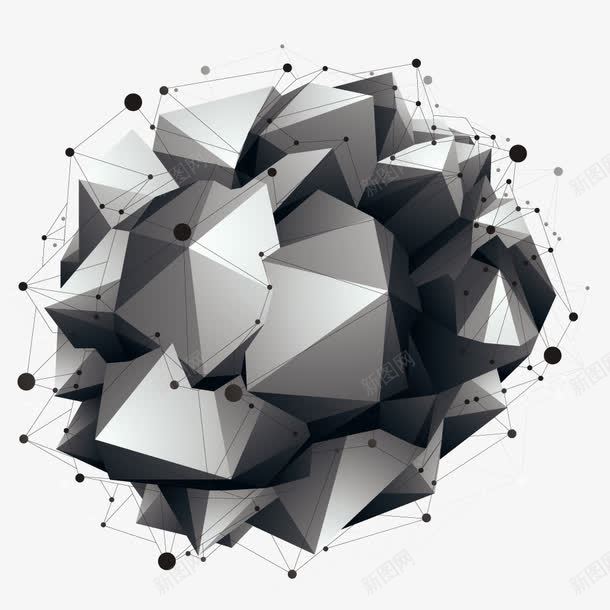 创意图形png免抠素材_新图网 https://ixintu.com 几何物体 形状 抽象 科技 立体棱形 黑色