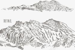山版画手绘山脉雕刻矢量图高清图片