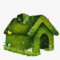 绿色草地上和绿叶房子绿色的小屋高清图片