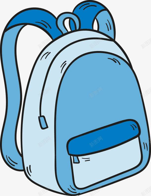 蓝色包包png免抠素材_新图网 https://ixintu.com 上学 包包 包包PNG 卡通 简笔画书包 背包 蓝色书包