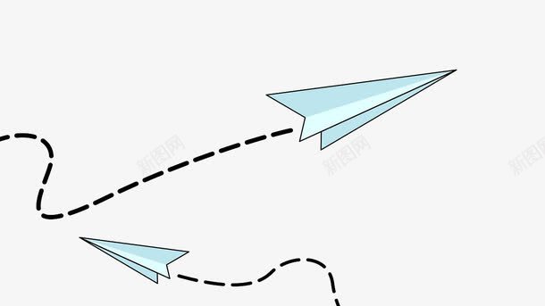 手绘纸飞机png免抠素材_新图网 https://ixintu.com 手绘 纸飞机 线条 蓝色 虚线