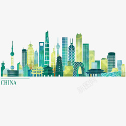 个性设计元素中国建筑手绘矢量图高清图片