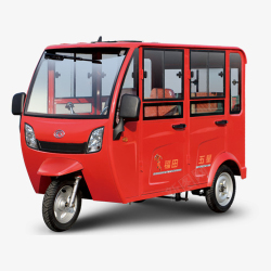 载人交通工具实物红色电动三轮小客车高清图片