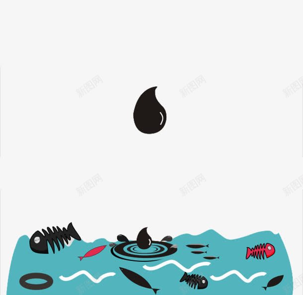 海洋污染创意海报png免抠素材_新图网 https://ixintu.com 创意海报 扁平化 海水 海洋污染 海洋环保 海洋破坏 鱼类