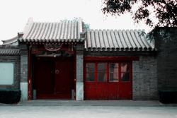 红色高墙北京胡同中式建筑高清图片