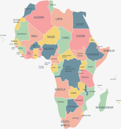 彩色拼图非洲地图矢量图素材