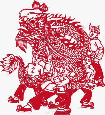 中国风剪纸png免抠素材_新图网 https://ixintu.com 中国风 人物 传统文化 剪纸 剪纸艺术 红色艺术 舞龙 节日