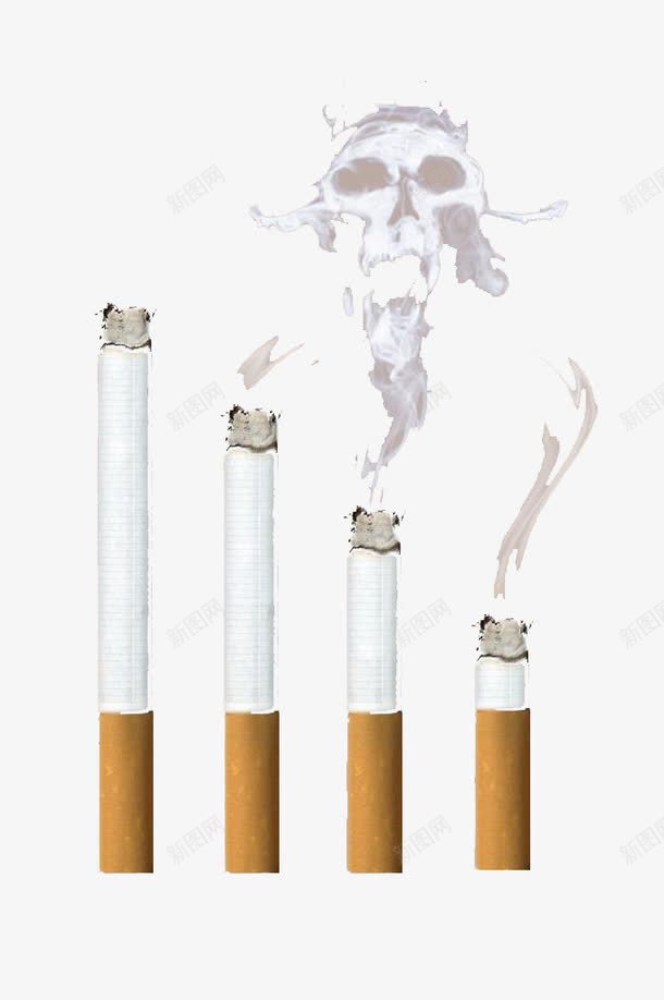 吸烟有害健康公益广告png免抠素材_新图网 https://ixintu.com 健康 公益广告 吸烟 吸烟有害健康 燃烧的香烟 香烟 骷颅头