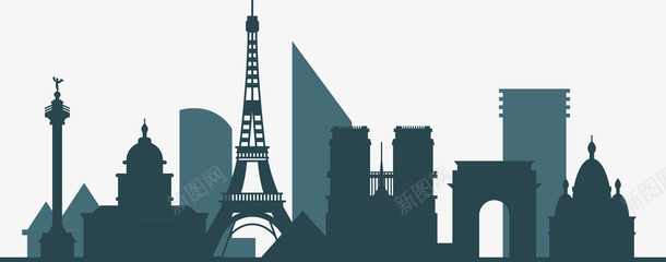 巴黎城市建筑剪影png免抠素材_新图网 https://ixintu.com 出国旅游 国外建筑 城市 建筑剪影 旅游 旅游海报设计