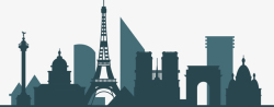 出国旅游海报巴黎城市建筑剪影高清图片
