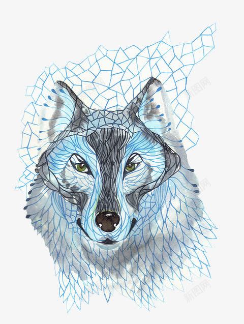 手绘动物狼png免抠素材_新图网 https://ixintu.com 几何图形 复古图片 手绘动物 狼