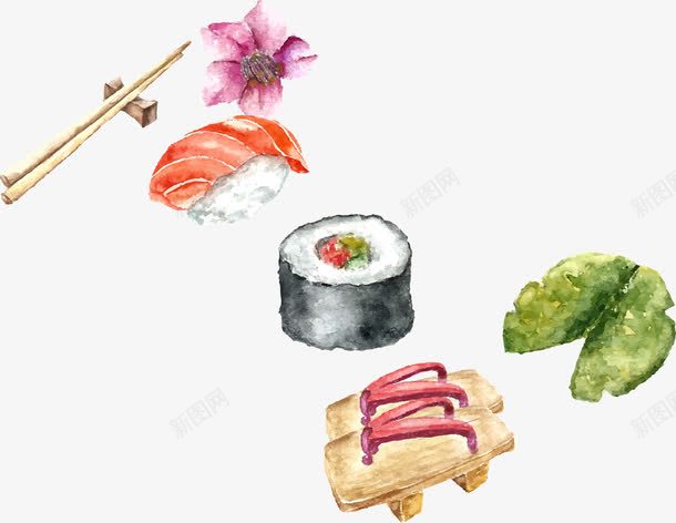 日本美食寿司png免抠素材_新图网 https://ixintu.com 健康 卡通 可爱 吃货 好吃 寿司 手绘 日本 童趣 美味 美食 食品 食物 馋嘴