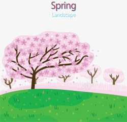 美丽枫树林春天美丽的桃花林矢量图高清图片