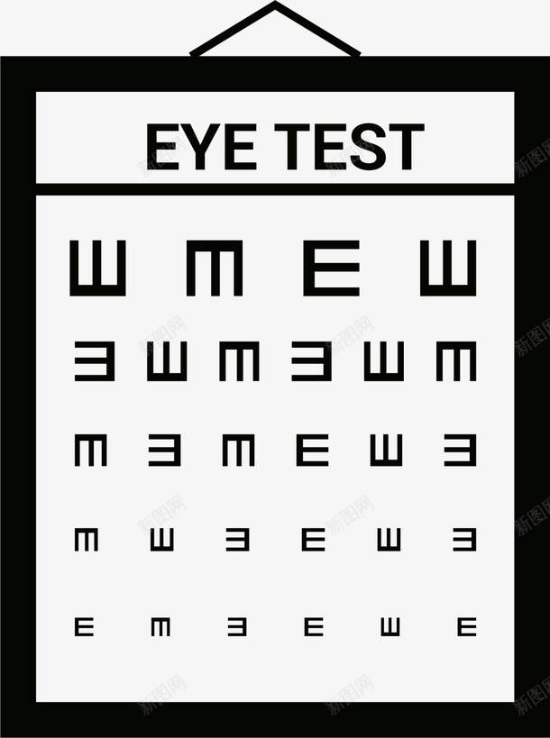 黑色简约视力对照表图标png_新图网 https://ixintu.com 保护眼睛 全球爱眼日 眼睛 视力 视力对照表 视力检查