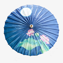 蓝色大伞蓝色古风古韵水墨伞高清图片
