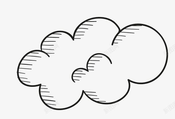 卡通云朵png免抠素材_新图网 https://ixintu.com 一朵 云朵 卡通 手绘 简图 简笔 线条 黑色