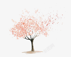 樱花树装饰水彩大树高清图片