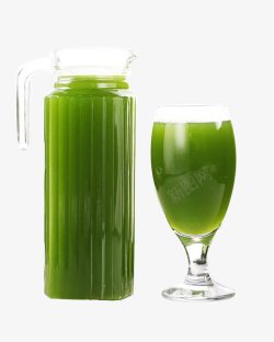 绿色的茶壶酒杯青瓜汁饮料高清图片