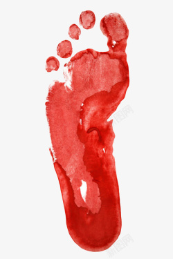 留下脚印的小鹿红色颜料绘制的脚印高清图片