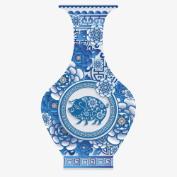 创意青花瓷蓝色青花瓷花瓶元素矢量图高清图片