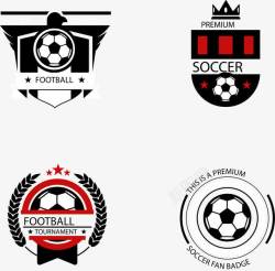 体育团队徽章设计4款红白黑足球标志高清图片