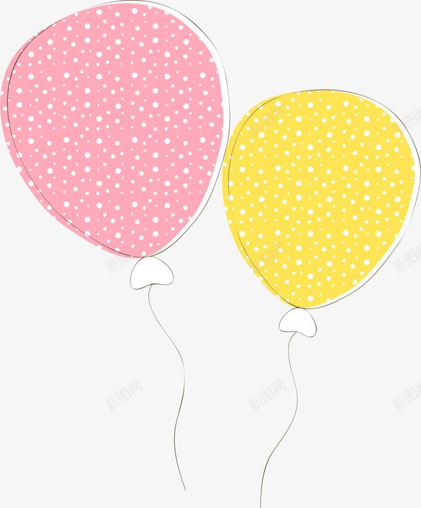 气球矢量图ai免抠素材_新图网 https://ixintu.com VI 儿童 卡通 可爱 喜庆 圆点 手绘 气球 粉色 黄色 矢量图