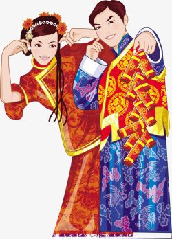 春节服饰男女情侣素材