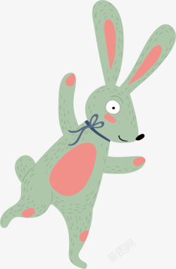 水彩灰色兔子矢量图素材