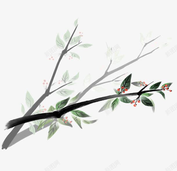 中国传统彩色水墨植物画png免抠素材_新图网 https://ixintu.com 中国画 传统的植物画 彩色的水墨画 水墨的植物画