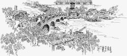 古代石桥古代生活场景高清图片