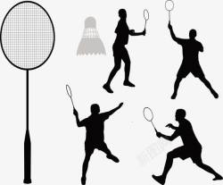 打球运动羽毛球人物打球剪影矢量图高清图片