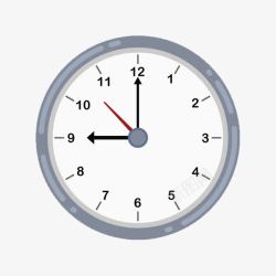 九点整灰色时间钟表图高清图片
