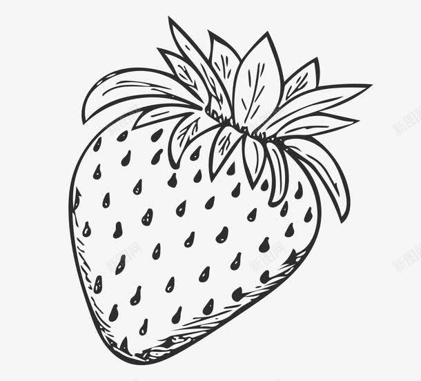 卡通草莓手绘png免抠素材_新图网 https://ixintu.com 卡通 手绘 水果 草莓 黑色