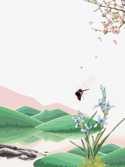 百花盛开春季百花盛开飞翔的蝴蝶高清图片