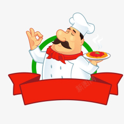 意式卡通手绘厨师人物矢量图高清图片