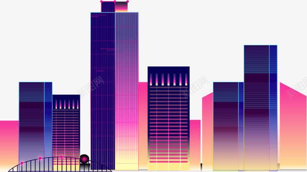 夜晚的城市png免抠素材_新图网 https://ixintu.com 建筑 繁华 霓虹灯 高楼大厦