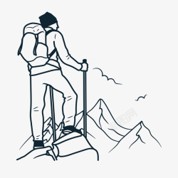 登山拐杖登山者装饰案矢量图图标高清图片